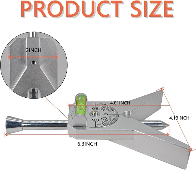 Upgraded Pipe Center Finder, Measure Pipe Diameter, Pipefitter Tools With Centering Head, Measure Pipe Diameter Over 0.5" & up With 4" Y-Type Base and Adjustable Dial Bubble Protractor