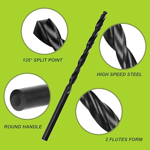YOUGFIN Drill Bits, 29 Pieces High Speed Steel Drill Bit Set, Twist Jobber Length for Hardened Metal, Stainless Steel, Cast Iron and Wood Plastic with Indexed Storage Case, 1/16 Inch-1/2 Inch