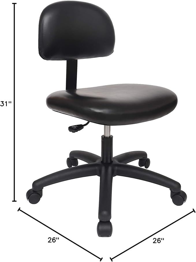 CHAIR MASTER - Medium Table Height Task Chair for Labs, Exam Rooms, Doctor and Dentist Offices. Easy to Clean! 19.5"-27.5" Seat Ht. (Medium Table Height, Black)