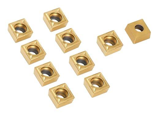 Accusize Industrial Tools Ccmt21.51 Tin Coated Carbide Inserts, 10 Pcs/Box, 2100-1008x10