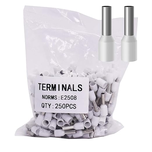 Fidioto AWG14 Wire Ferrules Terminals, 250pcs AWG14 Terminal Connector Wire Insulated Cord Pin Ends Terminals for Electric, Industrial, Chemical Industry, Power Control System, etc.
