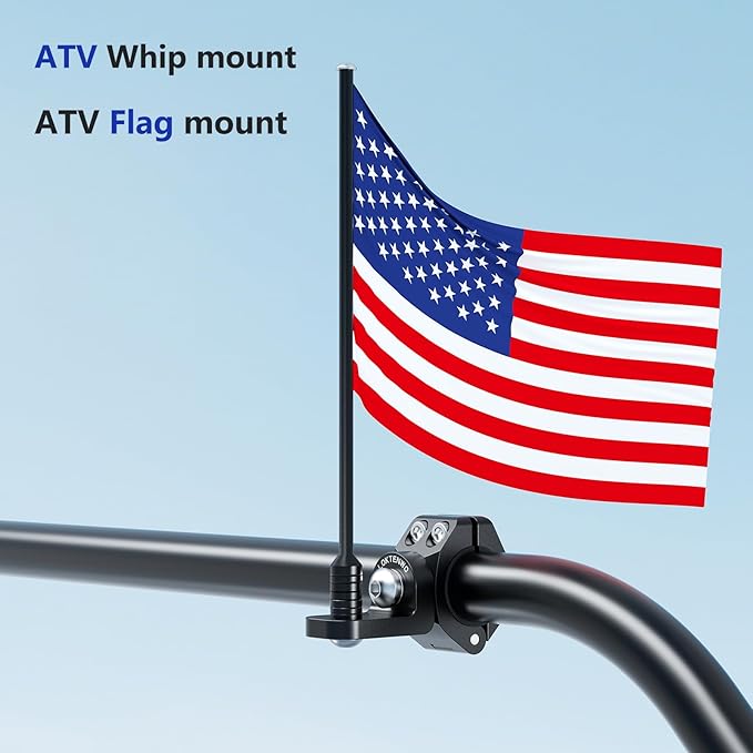 2PCS 360°Adjustable ATV Whip Light Mount, Heavy Duty CNC Light Bar Mounting Bracket for Motorcycle Golf Cart Universal 0.875''/1''/1.125''/1.26” Roll Cage