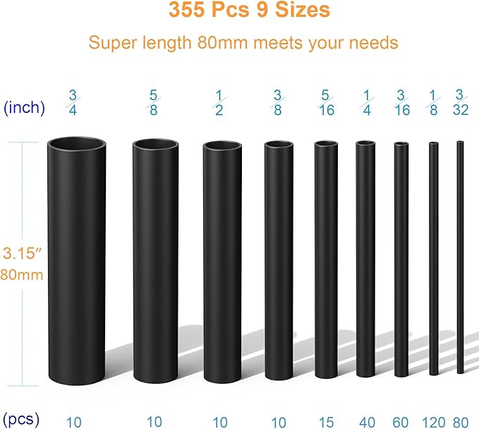 355pcs Heat Shrink Tubing Kit with 1000W Heat Gun - 3:1 Shrink- Electrical Waterproof Industrial Heat Shrink Tubing Terminals- Marine Grade Wire Connector Shrink Wrap Tube - 3.15" Length