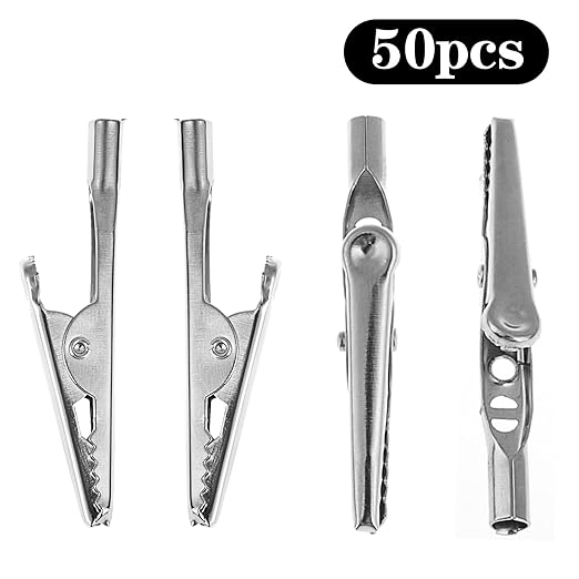 OBANGONG 50 Pcs Stainless Alligator Crocodile Test Clip Cable Lead Screw Probe Fixing,2 inch Length