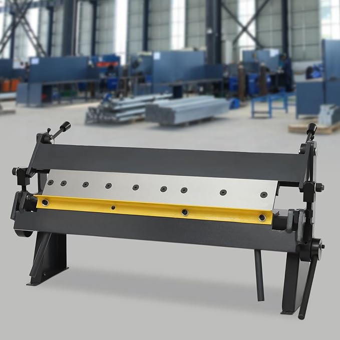 24" Pan and Box Brake, W-2420A Industrial Metal Bender &Sheet Metal Pan Blue with Removeable Fingers 0-135° Bending Precision