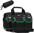 20 Inch Tool Bag, Waterproof Wide Mouth Tool Kit, Heavy Duty Tool Bag Organizer With Shoulder Straps and Molded Base, Tool Storage Package For Screwdrivers, Pliers, Nut Drivers (Green20IN)