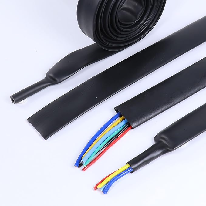 Heat Shrink Tubing 4:1 Dual Wall Adhesive Liner Wires Cable Wraps Connection Protection (Black, 1/2"-18ft)