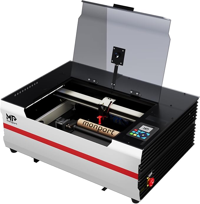 Monport Reno-45 Pro Vision Upgrade 45W Desktop CO2 Laser Engraver, 16x12 Workbed Laser Engraving Machine, 8MP HD Camera and Magnetic Assisted Autofocus, Z-axis Adjustable for Wood Acrylic Glass More
