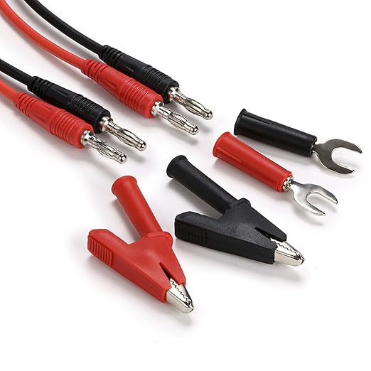 Sumnacon 4 in 1 Banana Plug Alligator Clip Pure Copper Fork Test Lead, 3.3 ft Multimeter Flexible Test Lead Wire Cable with Protective Jack Copper Clamps for Electrical Testing 1000V/15A
