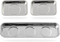 3 Pieces Magnetic Trays Set Stainless Steel Magnet Tool Tray Parts Holder for Screws, Sockets, Bolts, Pins, Mechanic's and Automotive