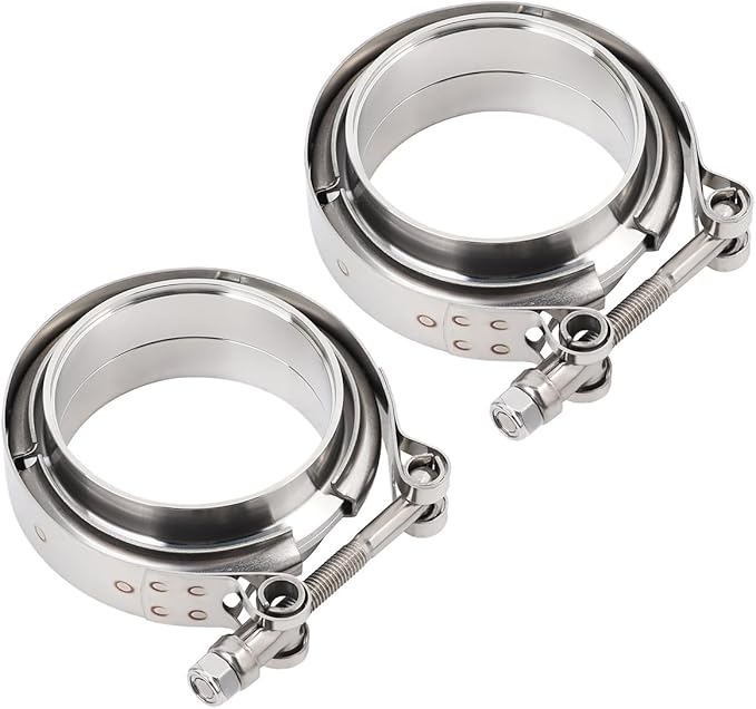 LokoCar 2.5 Inch V Band Clamp with Flange Male Female Stainless Steel 2Pcs