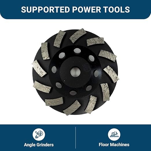 Benchmark Abrasives Grinding Wheels 4 1/2 Inch Threaded Swirly Turbo Diamond Cup Wheel with 5/8"-11 Arbor Hole for Masonry, Natural Stone, Concrete Grinding Wheel - Angle Grinder Attachments (4.5”)
