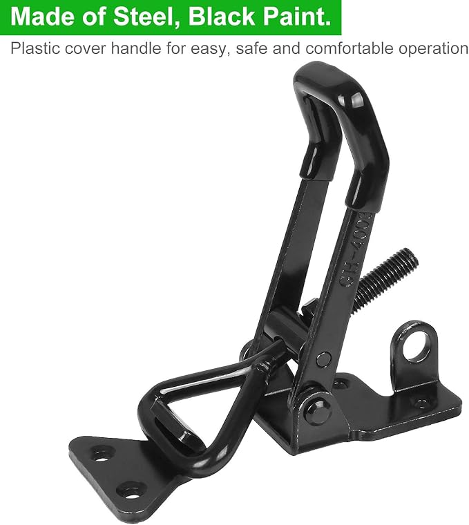 4PCS Toggle Latch Clamp 660 lbs Adjustable Toggle Latch Black Toggle Clamp GH-4003 Lockable Quick Release Pull Latch Hasp Metal Draw Latch for Door, Box Case Trunk, Smoker Door, Jig