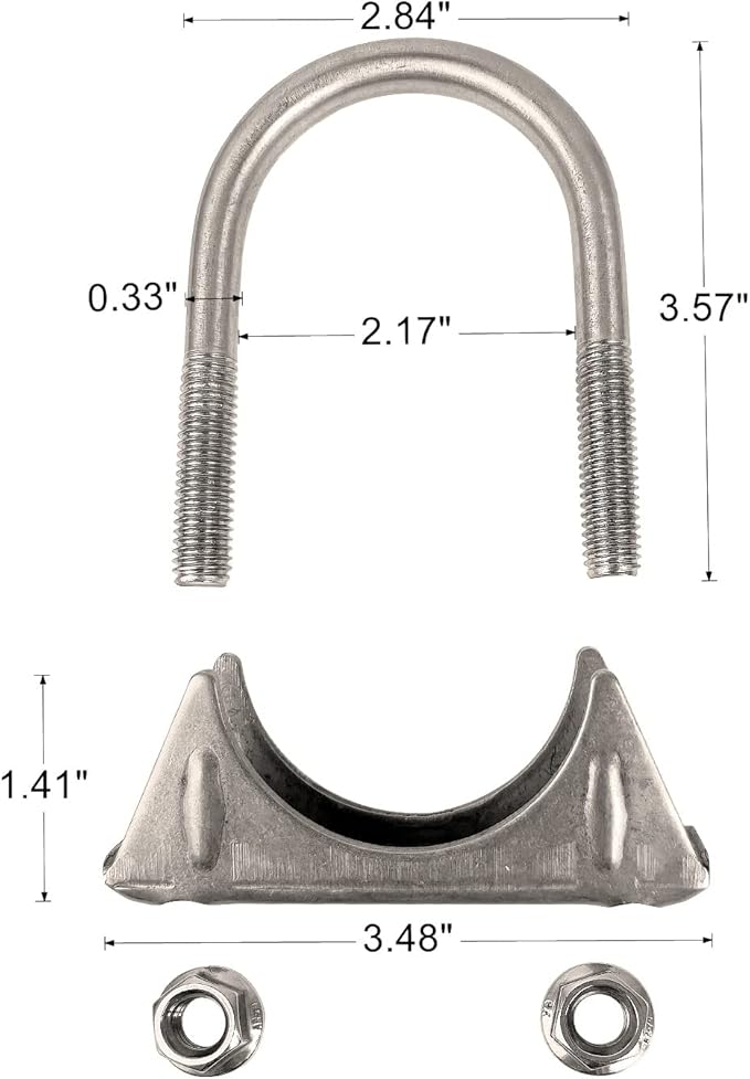 2 Inch Clamps Heavy Duty 2" Stainless Steel U Bolt Muffer Exhaust Clamp Hanger for Pipes (51mm)