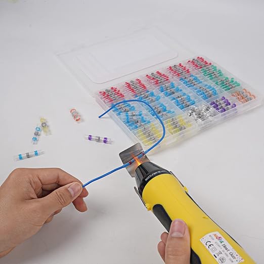 400PCS Solder Seal Wire Connectors with Heat Gun, Solder Stick Wire Connectors Solderstick Waterproof Wire Electrical Connector Kit for Marine (26-6 Gauge)