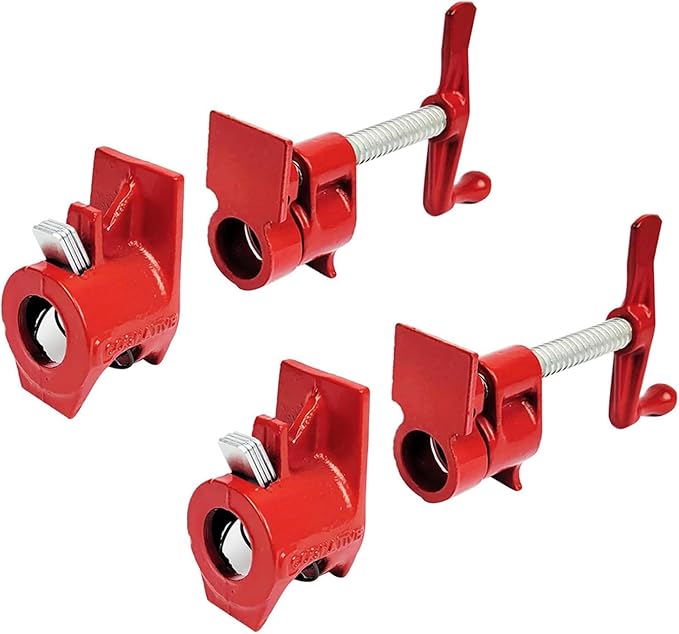3/4" 2-Pack Pipe Clamp for Woodworking Heavy Duty Cast Iron Quick Release Pipe Clamps For Woodworking Home Improvement Workshop and Construction Site