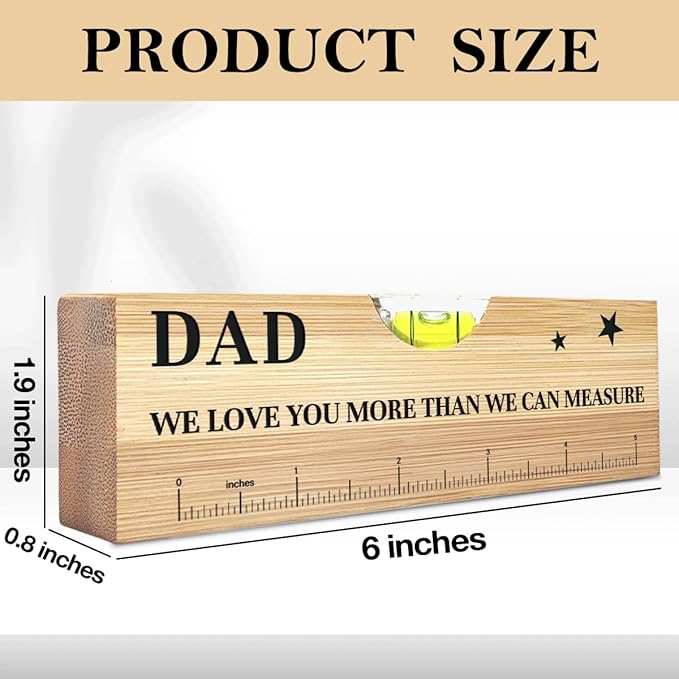 Fathers Day Birthday Gifts for Dad from Daughter Son Wife Wooden Spirit Level Valentines Christmas Thank You Gifts Ideas for Daddy New Dad Papa Grandpa
