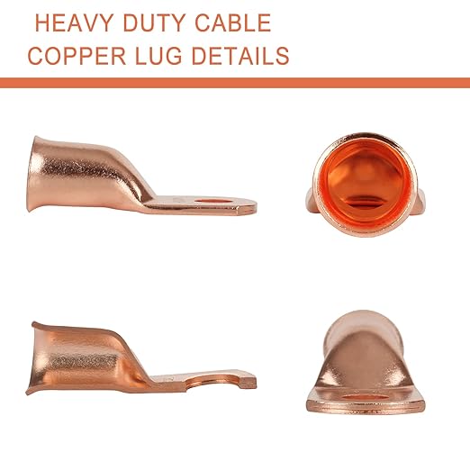 10pcs 4/0 AWG-3/8”(M10) Ring Terminals 0000 Gauge Copper Wire Lugs Battery Cable Ends Heavy Duty Battery Cable Terminal Connectors