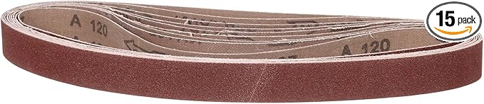 1-1/8 x 21 Inch Sanding Belt, 15 Pcs 120 Grit Knife Sharpener Belts Work Sharpening for Belt Sander Knife Carving Tool Metal Working