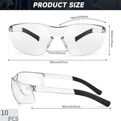 10 Pack Safety Glasses ANSI Z87.1 Scratch Resistant Eyewear for Women Man Lab Goggles Eye Protection
