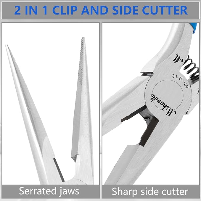 Needle Nose Pliers, mshandto 6.5" Long Nose Pliers for Wire Bending, High Carbon Steel Needle Nose Plier, Serrated Jaw Pliers for Jewelry Making Electronics Repair Object Grasping Craft Making (1Pack)