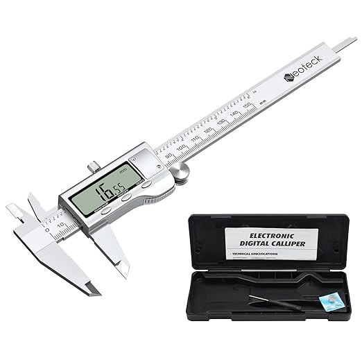 Neoteck 6 inch/150mm Digital Caliper Vernier Caliper Stainless Steel LCD Display Digital Caliper Measuring Tool with Fraction/Inch/MM Conversion Used for Inside,Outside Diameter,Depth,Step Measurement