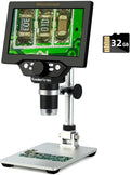 Koolertron 7" LCD Digital Microscope 12MP 1-1200X Magnification - Handheld USB Microscope Camera with 32GB TF Card, 8 Adjustable LED Lights & Rechargeable Battery - Portable for Coin/PCB/Insect/Rock