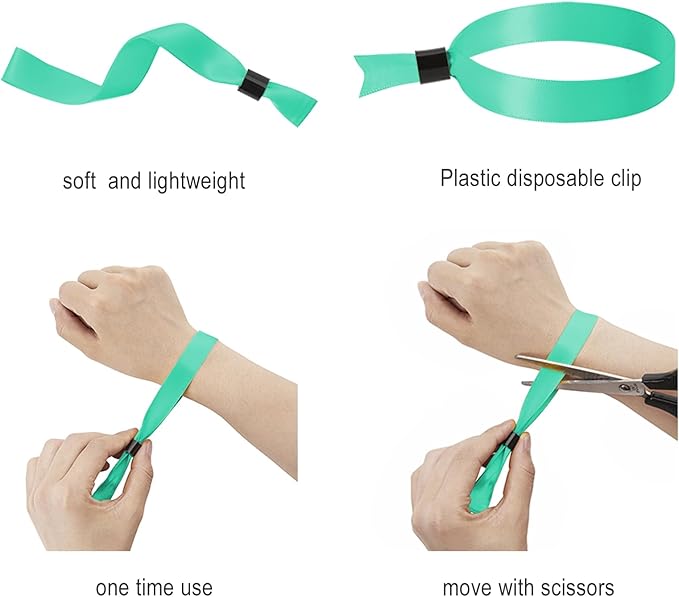 100 Pack Wrist Bands|Watergreen Wristbands for Events|Wristbands for Concerts Festival Admission Party|13.78” x 0.59”