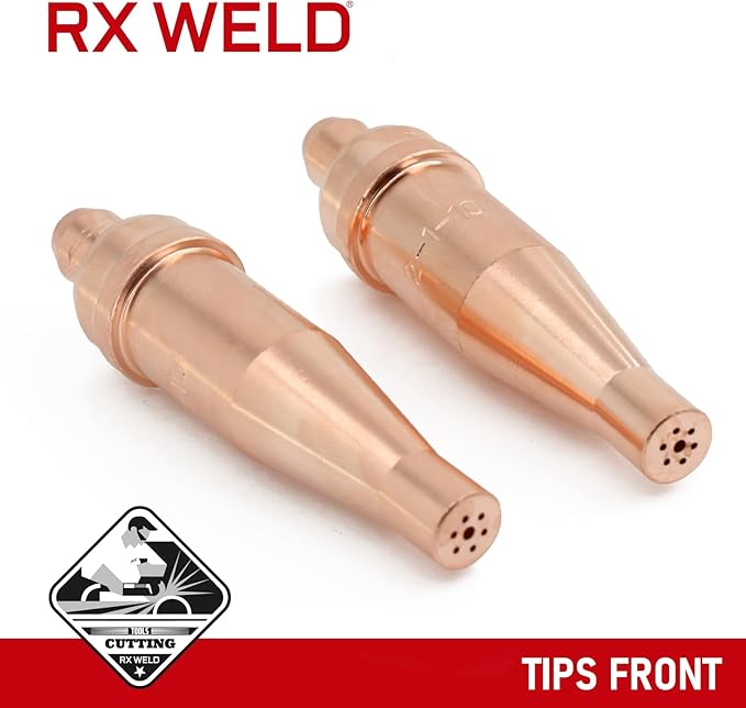 RX WELD 2-1-101 Acetylene Cutting Torch Tips, Fit V-Style Heavy Duty Torch - Pack of 2