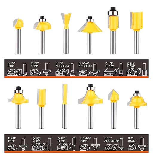 Router Bits Set 1/4 Inch Shank - BAIDETS 12 Pieces 1/4" Tungsten Carbide Router Bits, Woodwork Tools