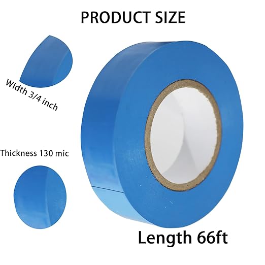 QILIMA Electrical Tape 10 Pack 3/4-Inch by 60 Feet,Lead-Free Flame Retardant Electrical Tape, Adhesive for General Home Vehicle Auto Car Power Circuit Wiring Blue (130mic)
