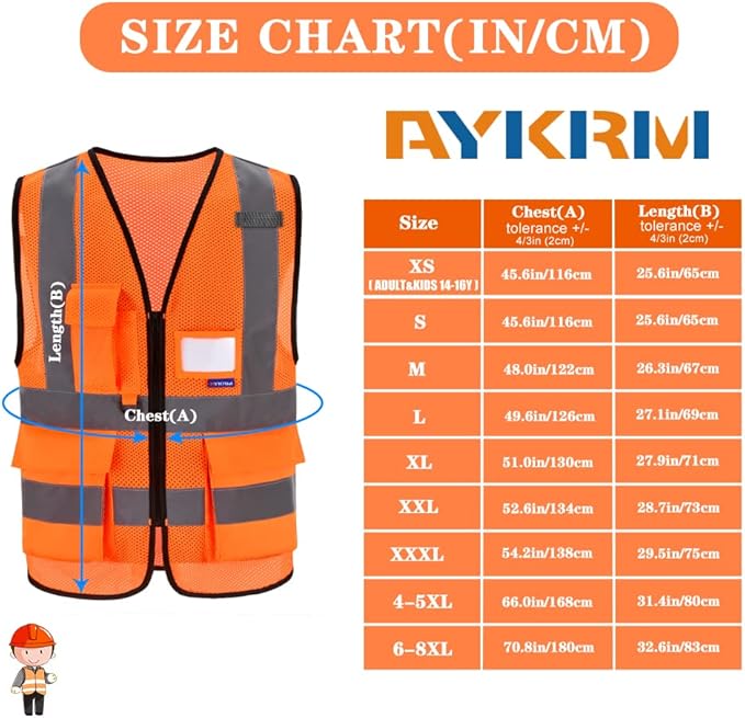 A-SAFETY High Visibility Mesh Safety Reflective Vest with Pockets and Zipper,Hi Vis Viz Reflective Safety Vest(Orange Mesh XXXL)