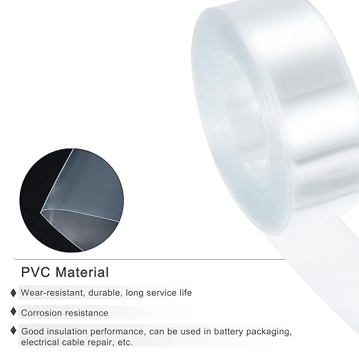MECCANIXITY Battery Wrap PVC Heat Shrink Tubing 14mm Dia 23mm Flat 33 Feet(10meters) Clear Good Insulation for Battery Pack