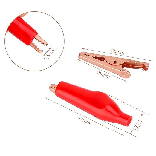 DROK Jumper Wires with Alligator Clips Electrical - 20pcs 35mm Small Pure Copper 19.6 inches/50cm Test Leads with Alligator Clips for Multimeter Electrical Testing