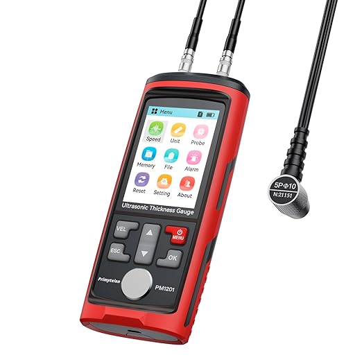 Ultrasonic Thickness Gauge PM1201,Range 0.039 to 11.811 inch, Digital Metals Thickness Tester with Type-C Charging, Data Storage for Steel, Metals, Plastic, Glass, PVC, Pipes