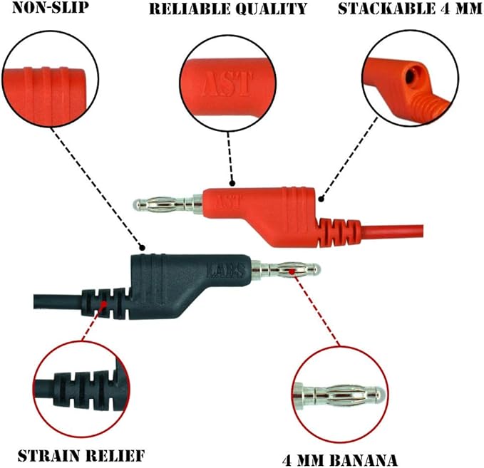 Test Lead Banana Plug Male Stackable to Banana Plug [39" / 1 Set]