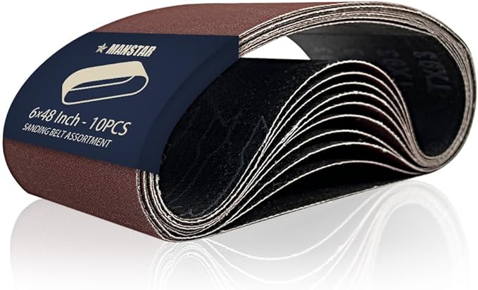 10 Pcs 6 x 48 Inch Assorted Aluminum Oxide Sanding Belt,80/120/150/240/400 Grit