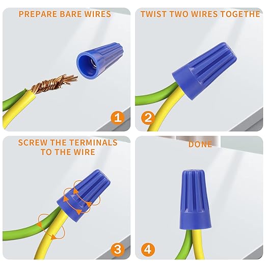 1000PCS Wire Connectors Nuts 22-14 AWG Electric Wire Caps Insulating Insert Twist Electrical Wire Connectors Blue Wire Assortment Nuts for Quick Connection
