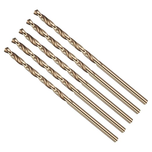 Drill Bit, #39 Cutting Diameter, 4341 HSS Gold Finish 118° Cutting Angle Number Jobber Bits - (Applications: for Drilling Soft Metal Plastic Wood), 5-Pieces