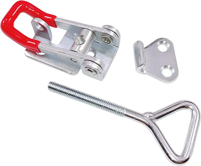 2Pack Stainless Steel 304 Adjustable Toggle Clamp Catch Clasp With Lock Hole, Heavy Duty Quick Release Clamp Anti-Slip Push Pull Toggle Clamp w/Free Screws (Model: 4001 with Lock Hole-S)