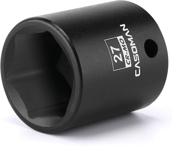 CASOMAN 1/2" Drive x 27mm Impact Socket, 6-Point, Metric, CR-MO Steel