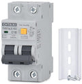 Ground Fault Circuit Breaker, 16 Amp 120V AC DIN Rail Mount Residual Current Circuit Breaker, Thermal-Magnetic Trip, Earth-Leakage Protection 30mA 1PN RCBO C16