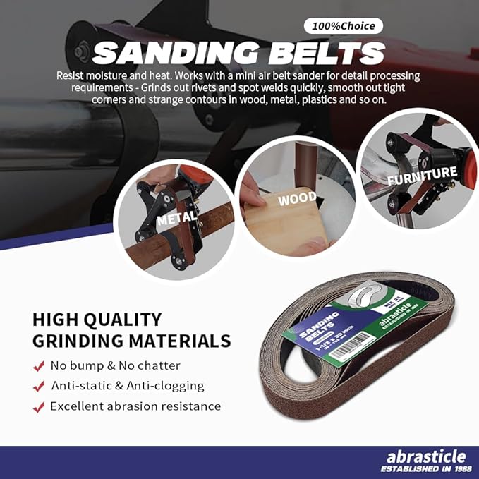 21 Pcs 1-1/2 x 30 Inch Assorted Aluminum Oxide Sanding Belt - 40/60/80/120/150/240/400 Grit