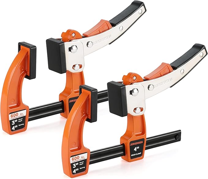 Jorgensen 4-inch Bar Clamp Set, Bar Clamp for Woodworking, Quick Release Gear Clamp with 600 lbs Load Limit - 2 Pack