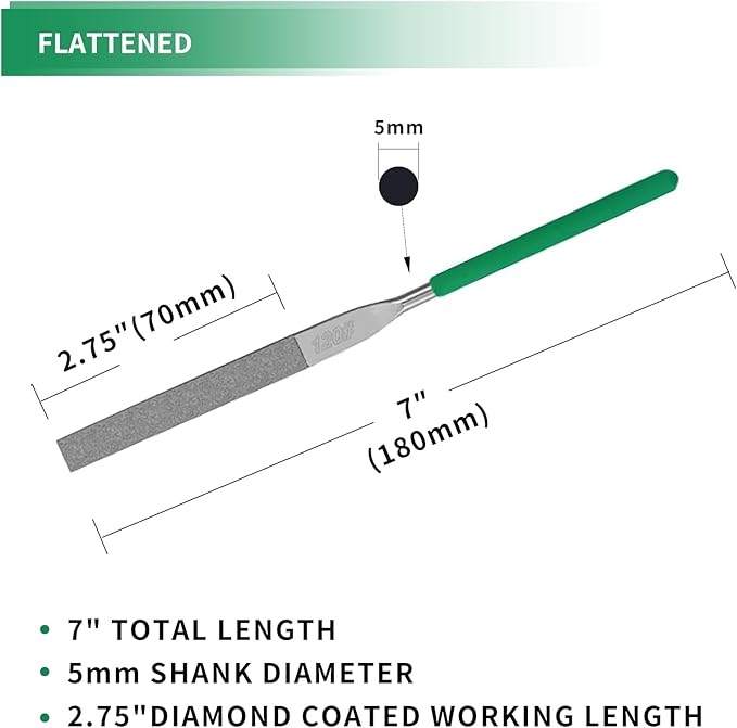 10PCS Diamond Files Flat Set,Precision Needle File Set,Super Hard Black Nickel Coated Alloy File,Diamond Coated Files for Filing Metal,Ceramic,Stone,Jewelry,Glass.120 Grit,5×180mm