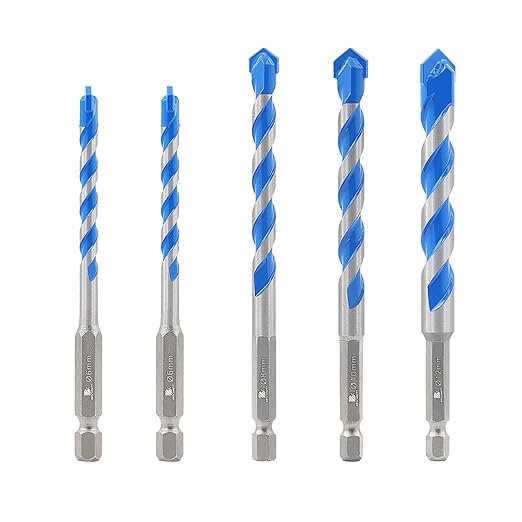 Carbide Drill Bit Set - Dry Drill Bit Set for Masonry, Concrete, Bricks, Wood, Plastic etc(6 * 2/8/10/12MM Quick-fit Shank)