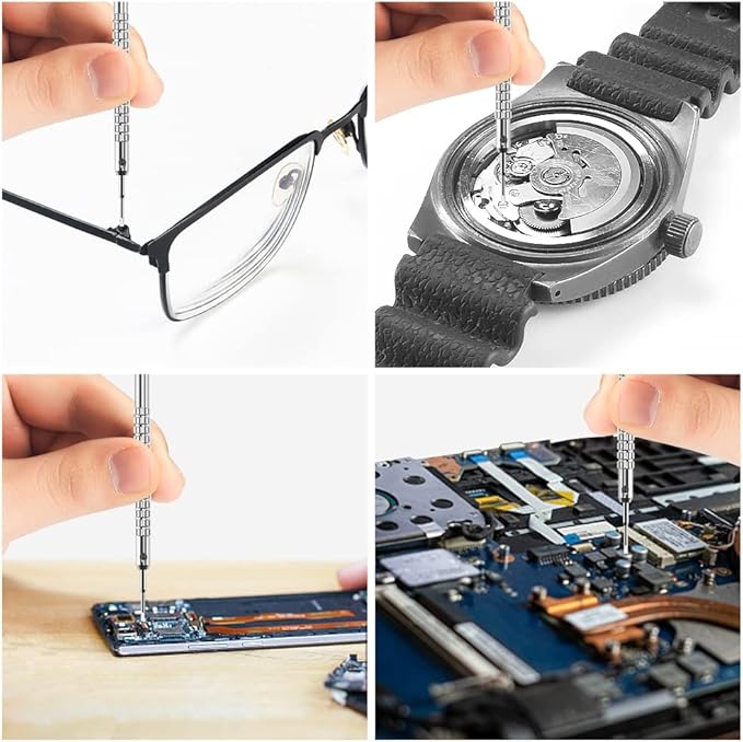 10 pcs Precision Slotted And Phillips Watch Screwdriver Set Different Sizes With 20 Extra Replace Blades Watchmaker Screwdriver Set for Watch,Jewelry,Eyeglass
