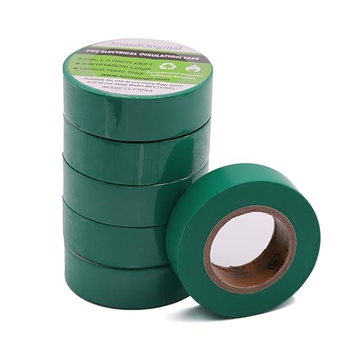 Electrical Tape Green 6 Pack 3/4-Inch by 30 Feet, Voltage Level 600V Dustproof, Adhesive for General Home Vehicle Auto Car Power Circuit Wiring Green