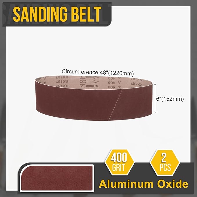 6 x 48 Inch Sanding Belt, 6 Pcs 400 Grit Knife Sharpener Belts Work Sharpening for Belt Sander Knife Carving Tool Metal Working