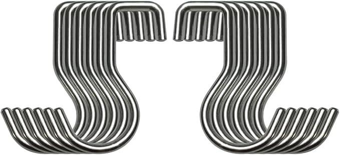 YIIYIIN 12 Pack Stainless Steel Hanging Hooks-Magnetic Knife Holder for Wall Hook-Pot Rack Hook-Hooks for Hanging Kitchen Utensils,Household Tools in Kitchen,Bedroom,Bathroom,Garden,Office